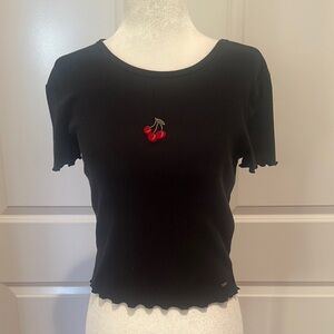 HOLLISTER Black Cherry Embroidered Women's Top size XS